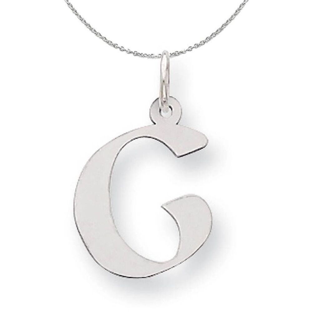 Silver Karlie Collection Block Initial Charm Letter G Necklace - 24 In